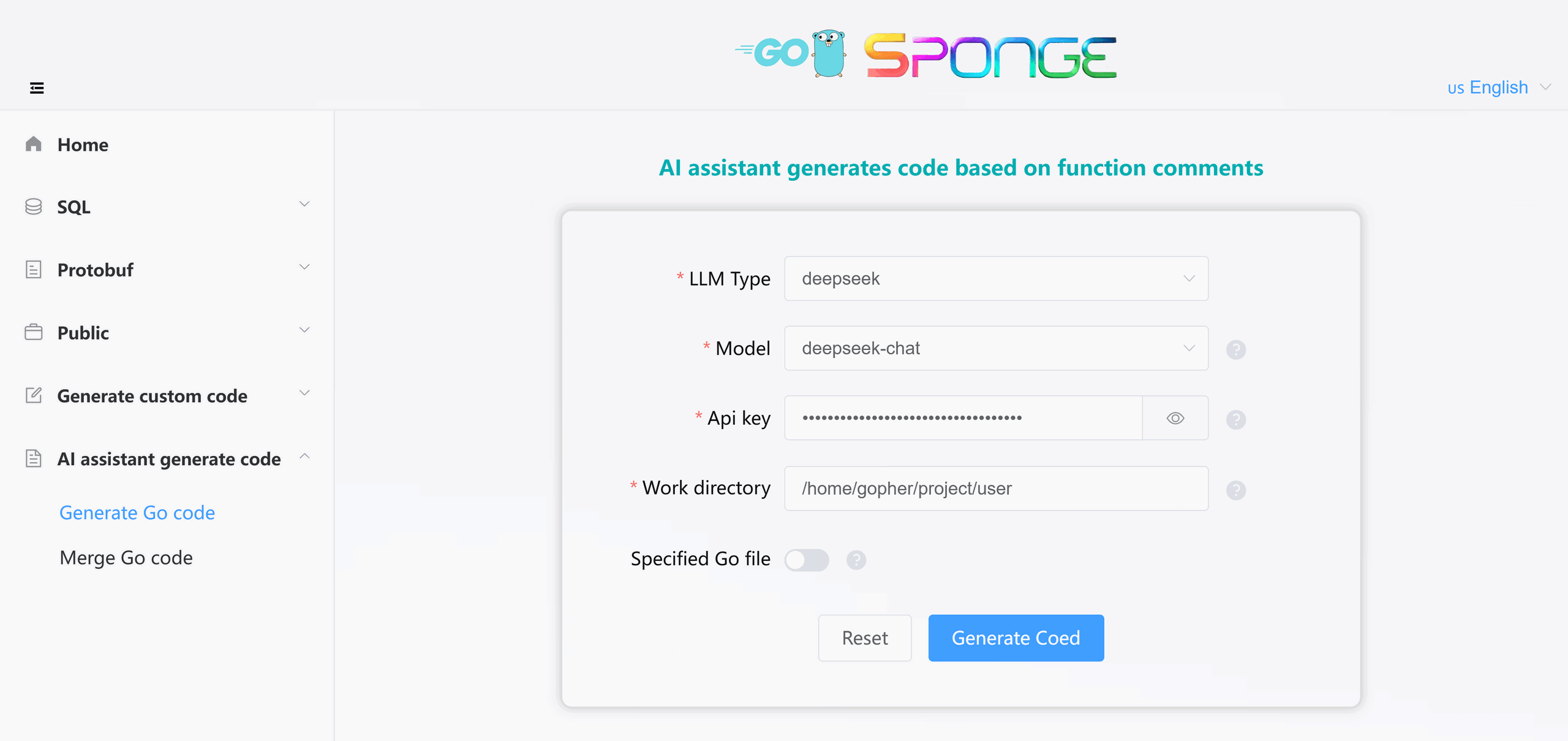 Generate code example