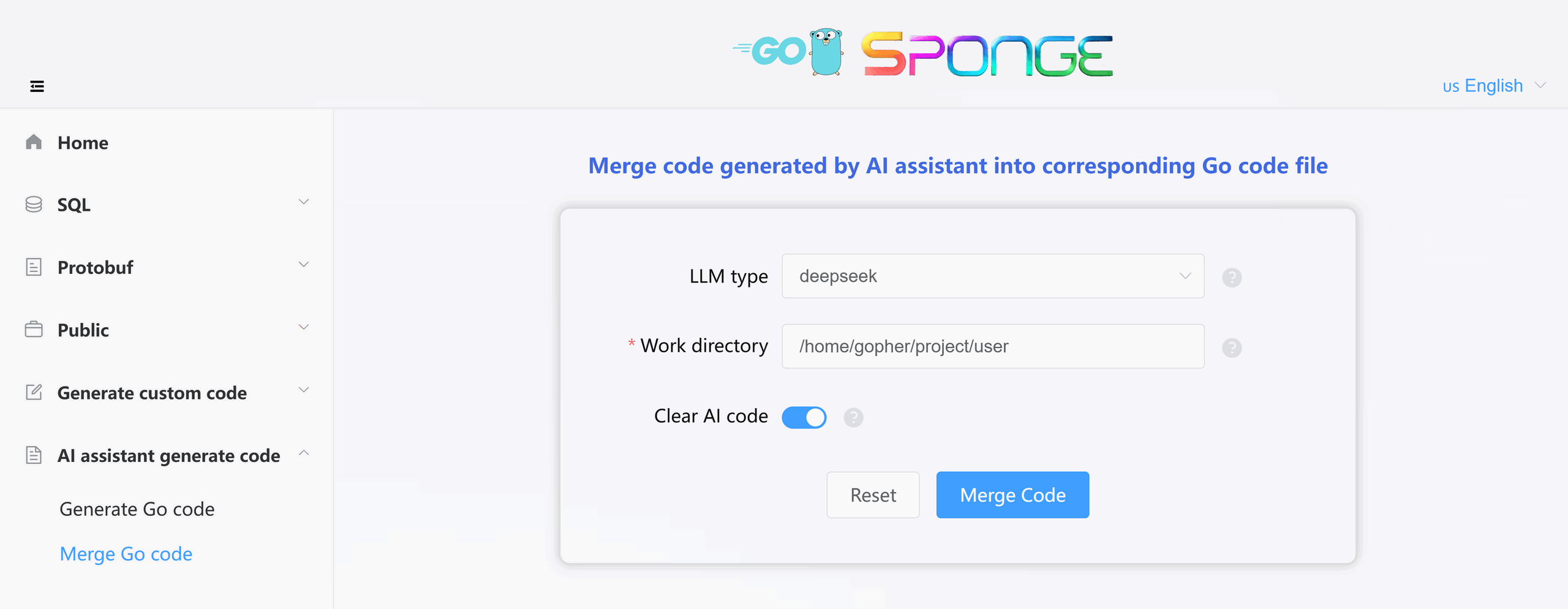 Merge code example